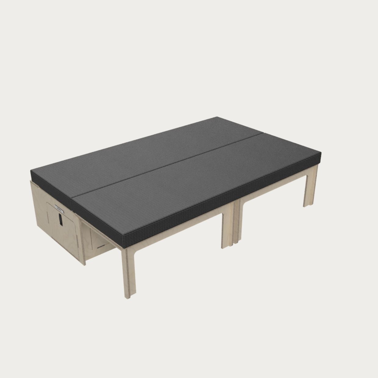 Lit peigne 140x190 avec matelas gris foncé