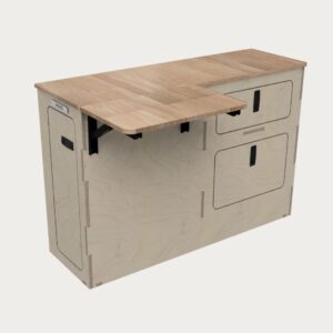 meuble cuisine van - hévéa - tablette relevé